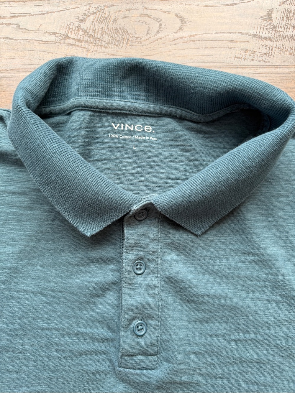 Vince Men's L Peruvian Cotton Polo Shirt in Slate Teal